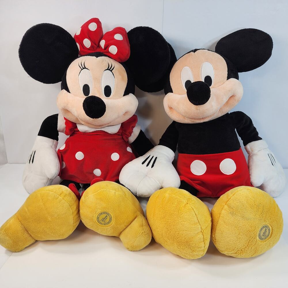 Disney Store Mickey And Minnie Mouse Large Genuine Original Plush Set